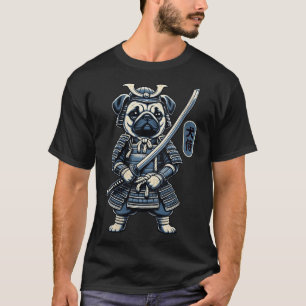 Camiseta Tatuaje de perro samurai japonés, perro pug Kawaii