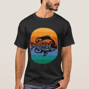 Camiseta Tatuaje de Pez Sol Circular Atardecer Amanecer