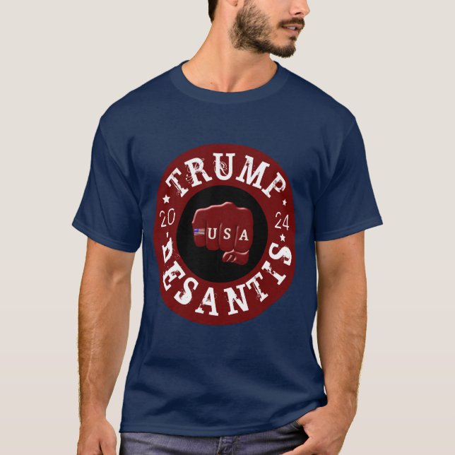 Camiseta Tatuaje de puño estadounidense Trump DeSantis 2024 (Anverso)
