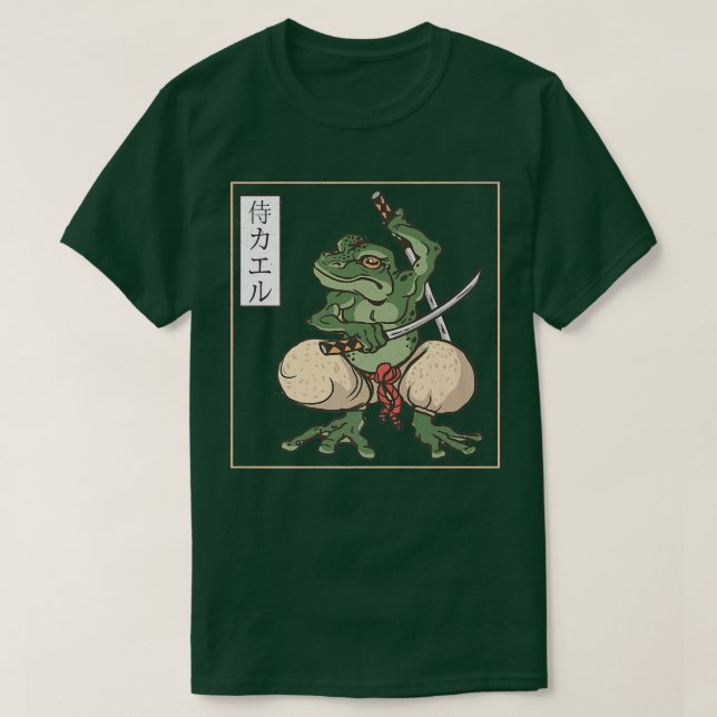Camiseta Tatuaje de rana samurai japonesa (Diseño del anverso)