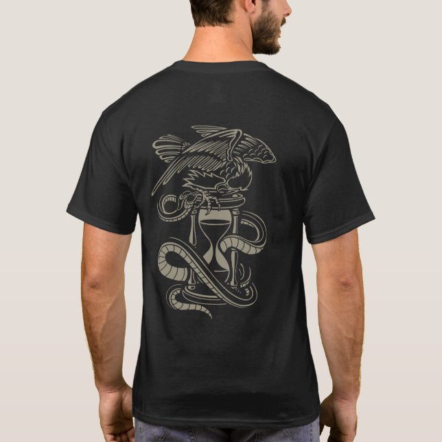 Camiseta Tatuaje de vidrio de hormigón de serpiente de águi (Reverso)