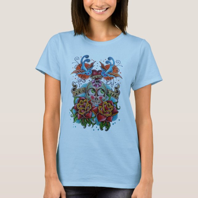 Camiseta Tatuaje del cráneo del azúcar (Anverso)