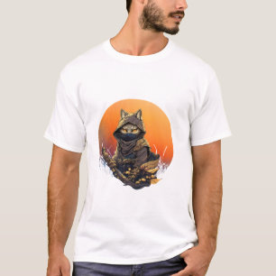 Camiseta Tatuaje del gato samurai japonés gato kawaii ninja