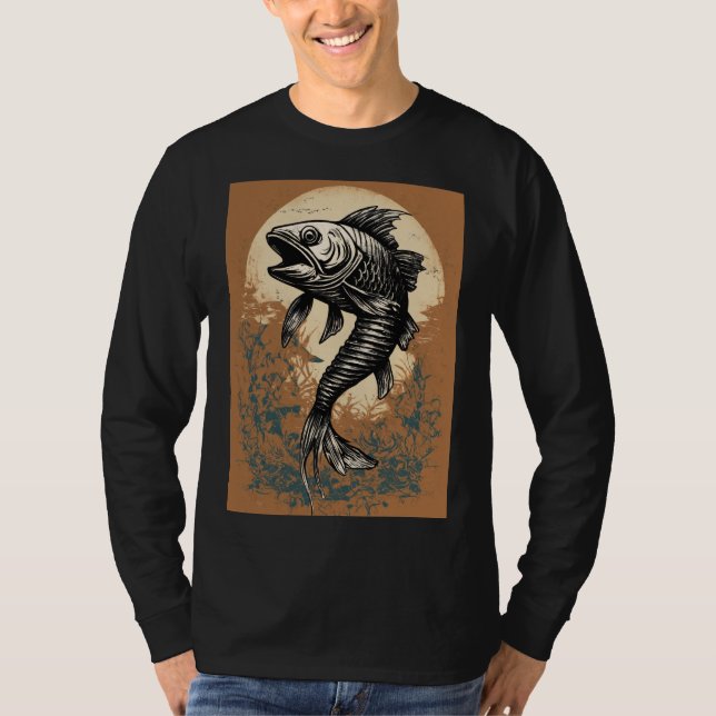 Camiseta Tatuaje del hueso de pescado ambos lados hombres m (Anverso)