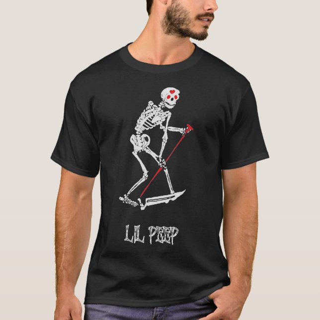 Camiseta Tatuaje del parador de Lil peep Skeleton Grim y of (Anverso)