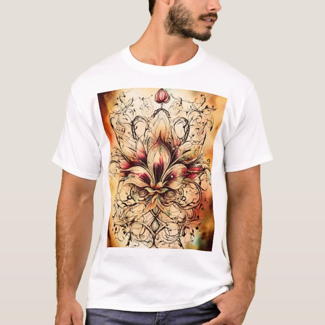Camiseta Tatuaje Fleur-de-Lys en abstracto diseño acuático (Anverso)
