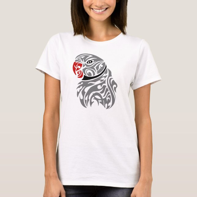 Camiseta Tatuaje gris del loro del ringneck (Anverso)