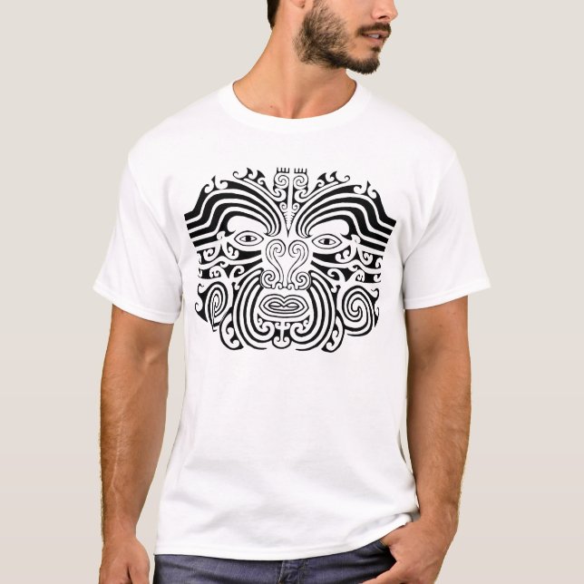 Camiseta Tatuaje maorí - blanco y negro (Anverso)