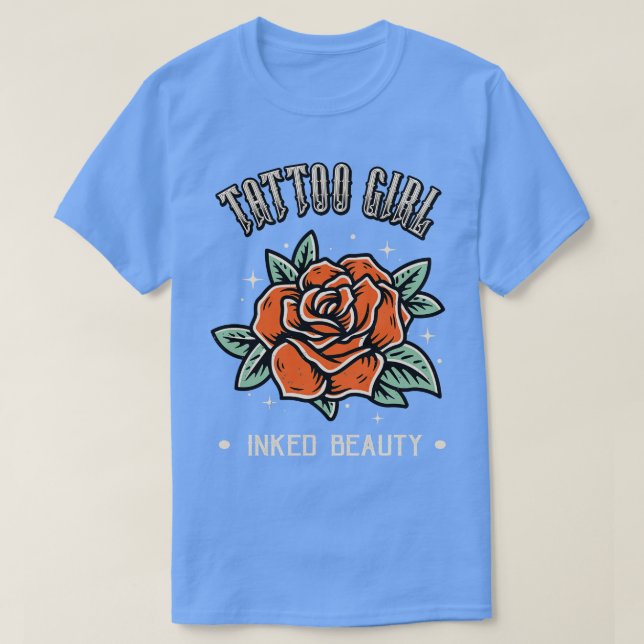 Camiseta Tatuaje Mujeres Belleza Rosa Chica Tattoo Estilo d (Diseño del anverso)