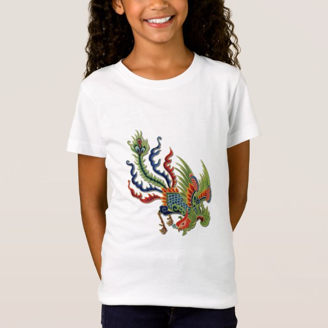 Camiseta Tatuaje rico chino del pavo real (Anverso)