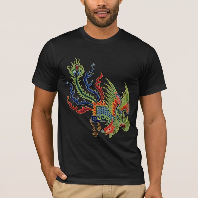 Camiseta Tatuaje rico chino del pavo real (Anverso)