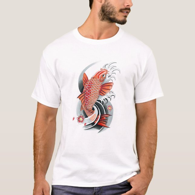 Camiseta Tatuaje rojo japonés oriental fresco de los (Anverso)