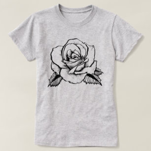 Camiseta tatuaje rosa