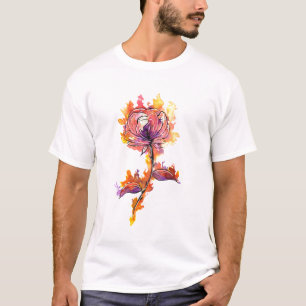 Camiseta Tatuaje Rosa en llamas
