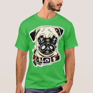 Camiseta Tatuaje tradicional de la pug de perro
