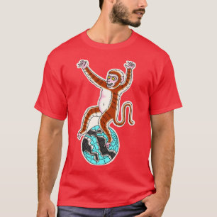 Camiseta tatuaje tradicional del mundo del mono