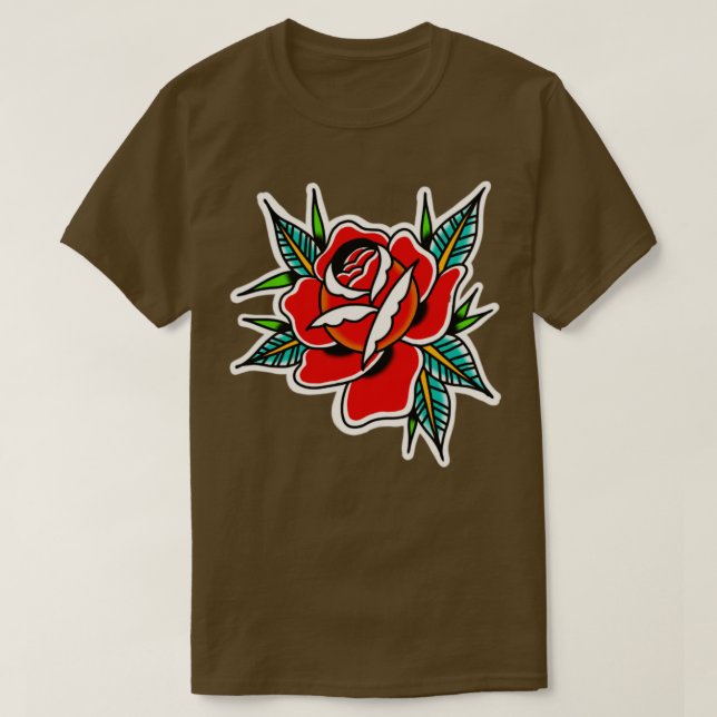 Camiseta tatuaje tradicional rosa1 (Diseño del anverso)