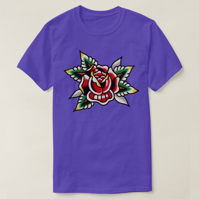 Camiseta tatuaje tradicional rosa2 (Diseño del anverso)