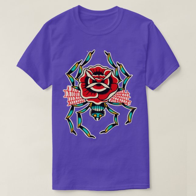 Camiseta Tatuaje tradicional rosa araña (Diseño del anverso)