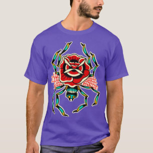 Camiseta Tatuaje tradicional rosa araña