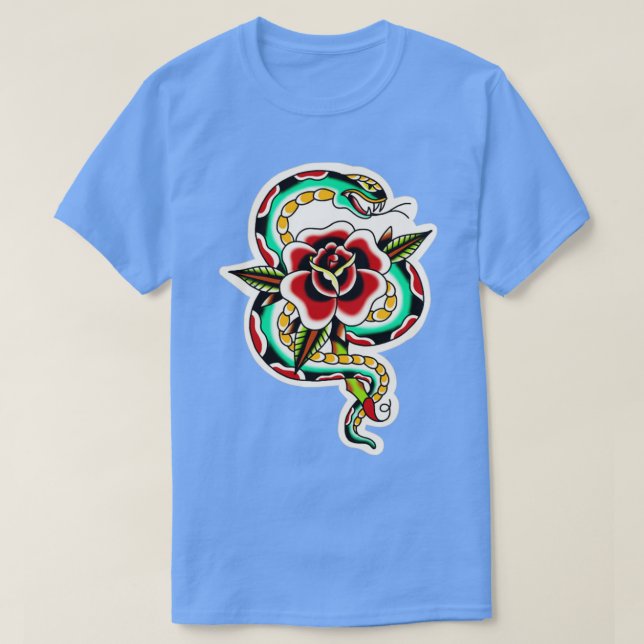 Camiseta Tatuaje tradicional Rosa de serpientes (Diseño del anverso)
