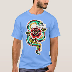 Camiseta Tatuaje tradicional Rosa de serpientes