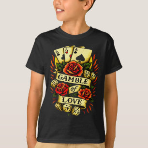 Camiseta Tatuaje Tradicional Tatuaje Retro Rosas Dados Cart