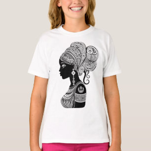 Camiseta Tatuaje tribal de retrato Chica africano