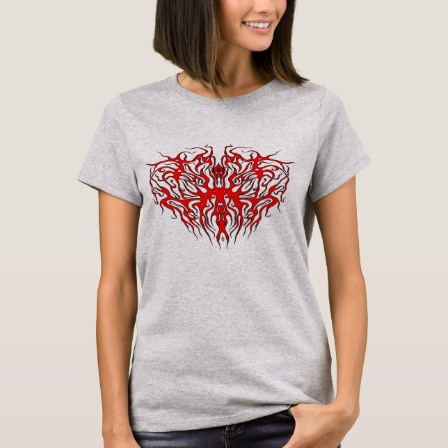 Camiseta Tatuaje tribal del corazón rojo el día de San Vale (Anverso)