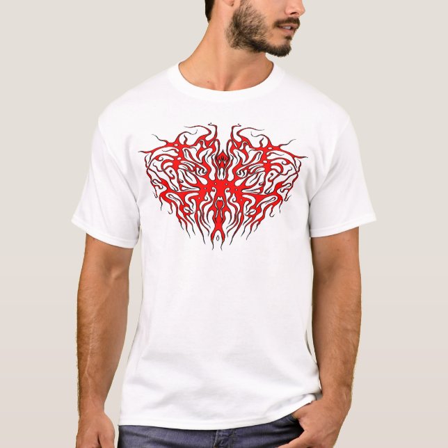 Camiseta Tatuaje tribal del corazón rojo el día de San Vale (Anverso)