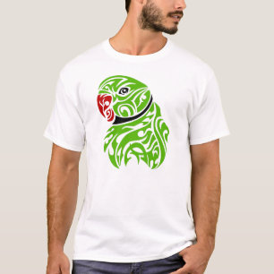 Camiseta Tatuaje verde del loro del ringneck