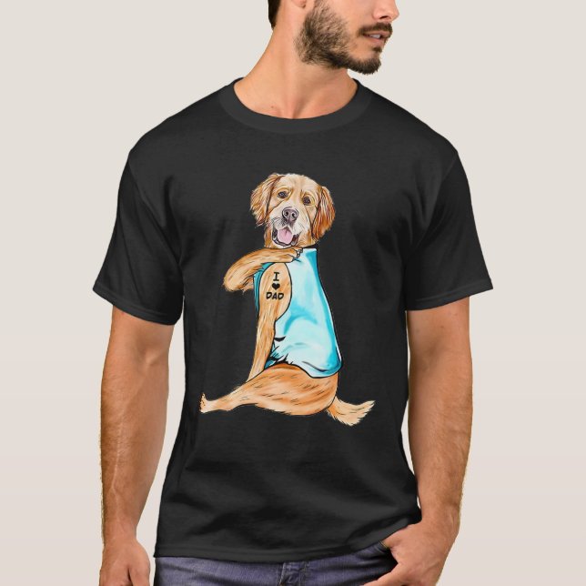 Camiseta Tatuajes de Golden Retriever I Love Dad Dog Lover (Anverso)