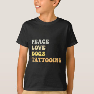 Camiseta Tatuajes divertidos de perros de amor en paz Retro