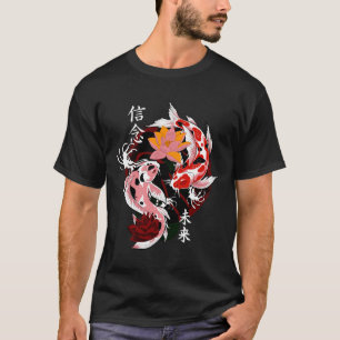 Camiseta Tatuos japoneses Koi Origen del agua de la floral 