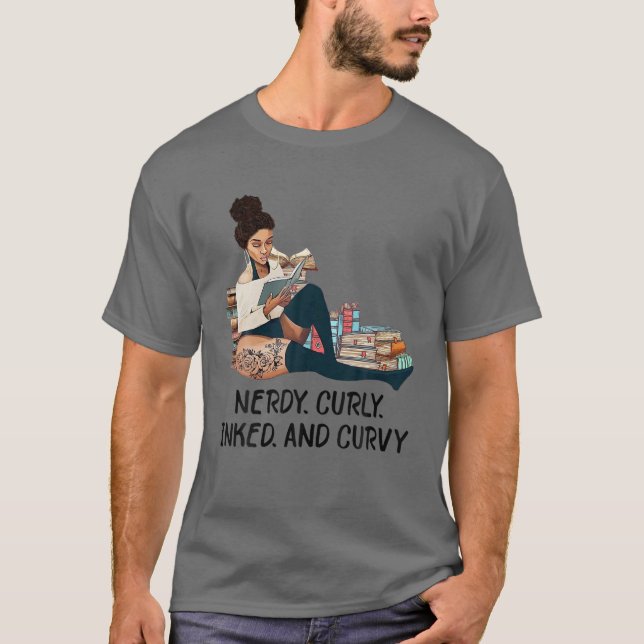 Camiseta Tatuto De Lecturas Curvadas Y Curvadas Nerdy L (Anverso)