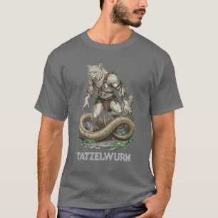 Camiseta Tatzelwurm Alpine Dragon Art - Mythic Cat Serpent
