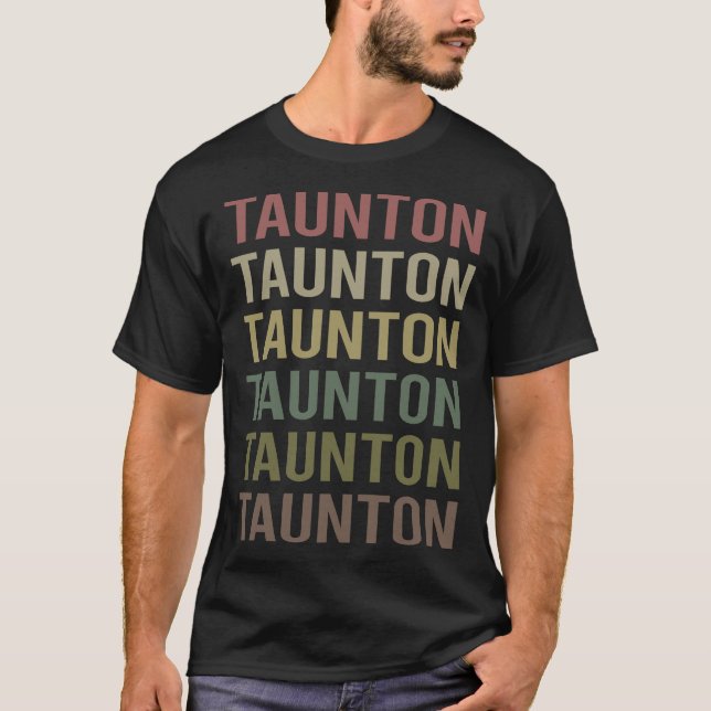 Camiseta Taunton de texto colorido (Anverso)