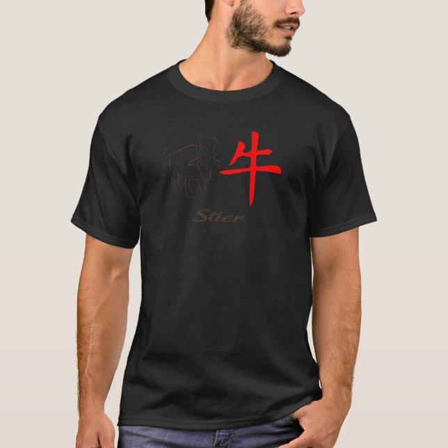 Camiseta Tauro de Rótulo zodiaco chino (Anverso)