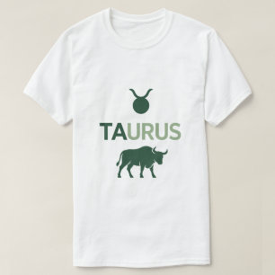 Camiseta Tauro Minimalista Geométrico Zodiaco Gráfico Verde