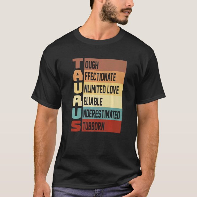 Camiseta Taurus Apparel Zodiac Rótulo Hechos Horoscopio Ast (Anverso)