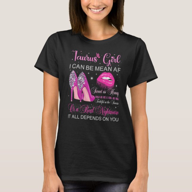 Camiseta Taurus Chica Cumpleaños Tos Altos Lips De Perforac (Anverso)