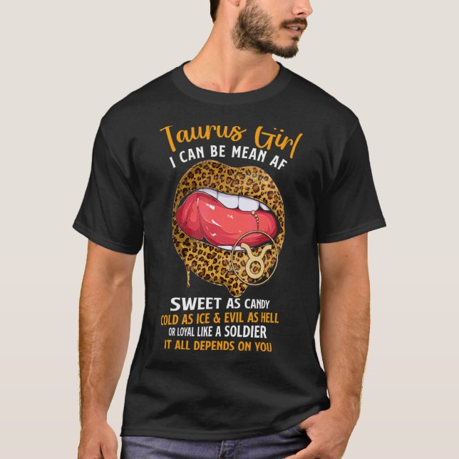 Camiseta Taurus Chica Zodiac Rótulo Sweet As Candy Leopard  (Anverso)