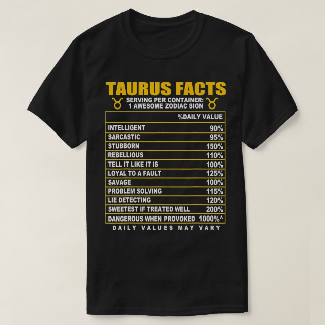 Camiseta Taurus Facts (Diseño del anverso)