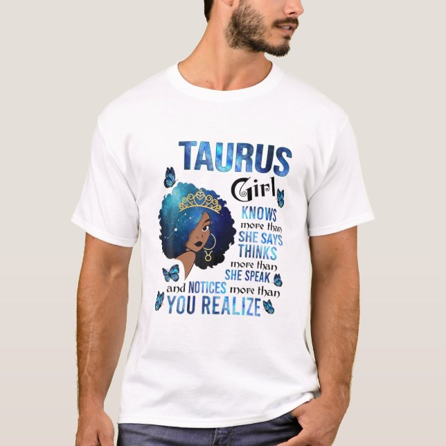 Camiseta Taurus Girl Knows More Than She Says Black Queen M (Anverso)