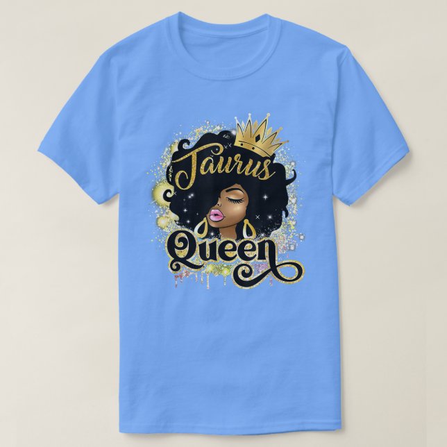 Camiseta Taurus Reina Afro Chica Zodiac Rótulos Regalo de c (Diseño del anverso)
