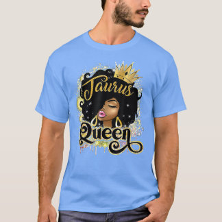 Camiseta Taurus Reina Afro Chica Zodiac Rótulos Regalo de c