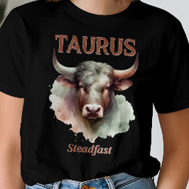 Camiseta Taurus Steadfast Watercolor Bull Zodiac Rótulo