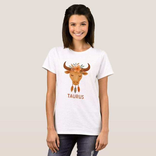 Camiseta Taurus zodiac boho watercolor T-Shirt (Anverso completo)