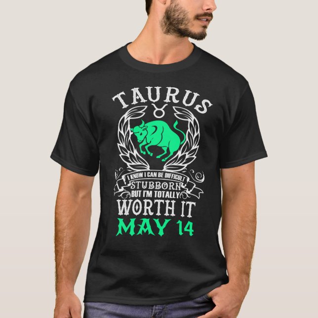 Camiseta Taurus Zodiac Mayo 14 Astrología Horoscopio Cumple (Anverso)