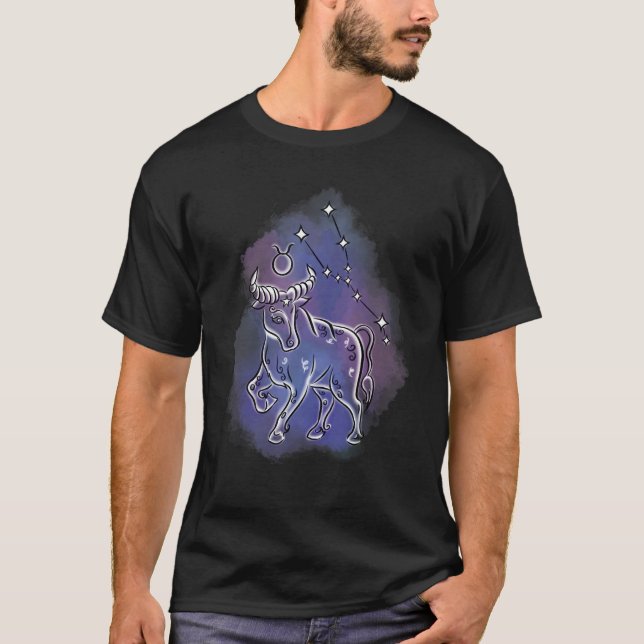 Camiseta Taurus Zodiac Rótulo Artwork Taurus Cumpleaños (Anverso)